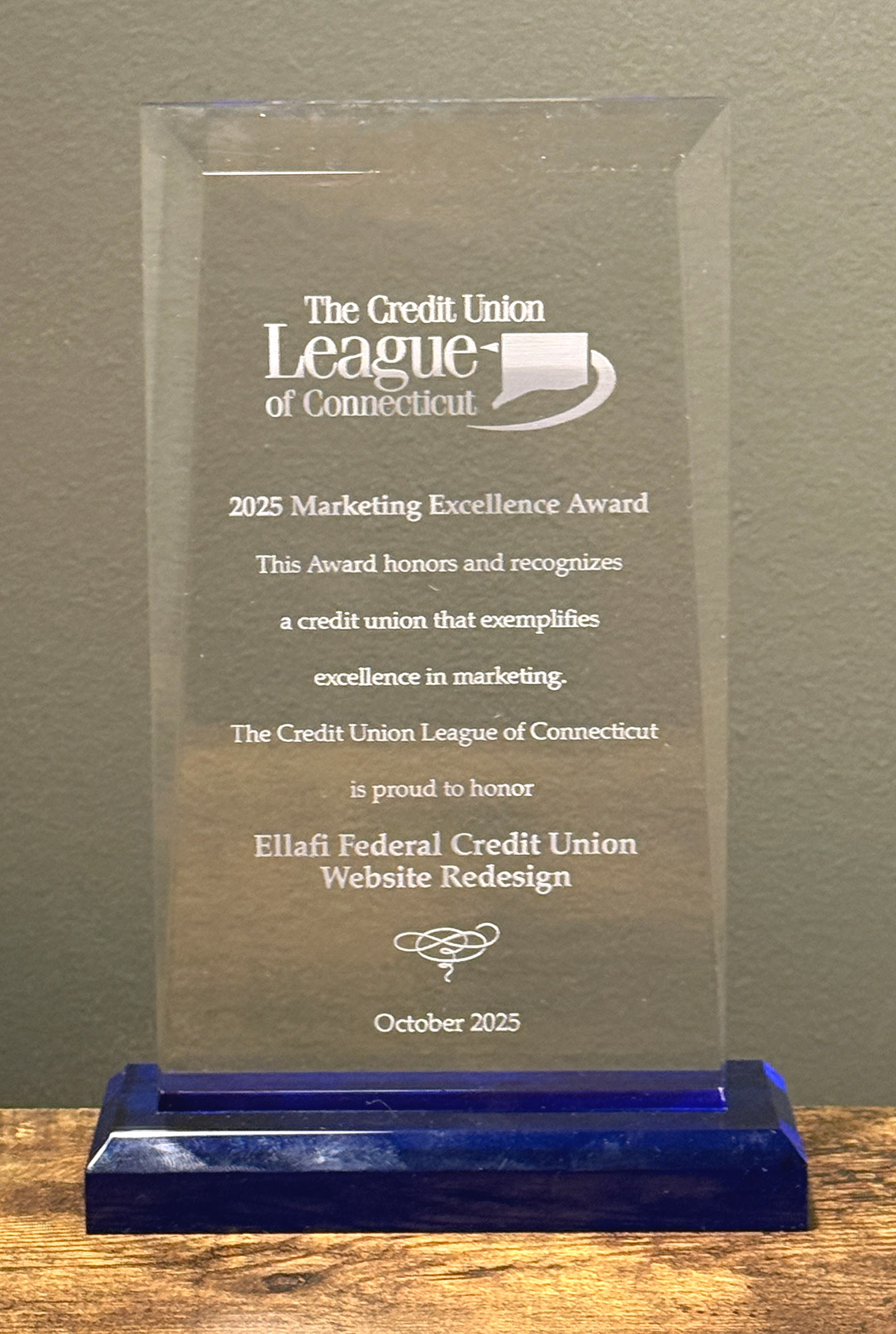Image of the website redesign award.
